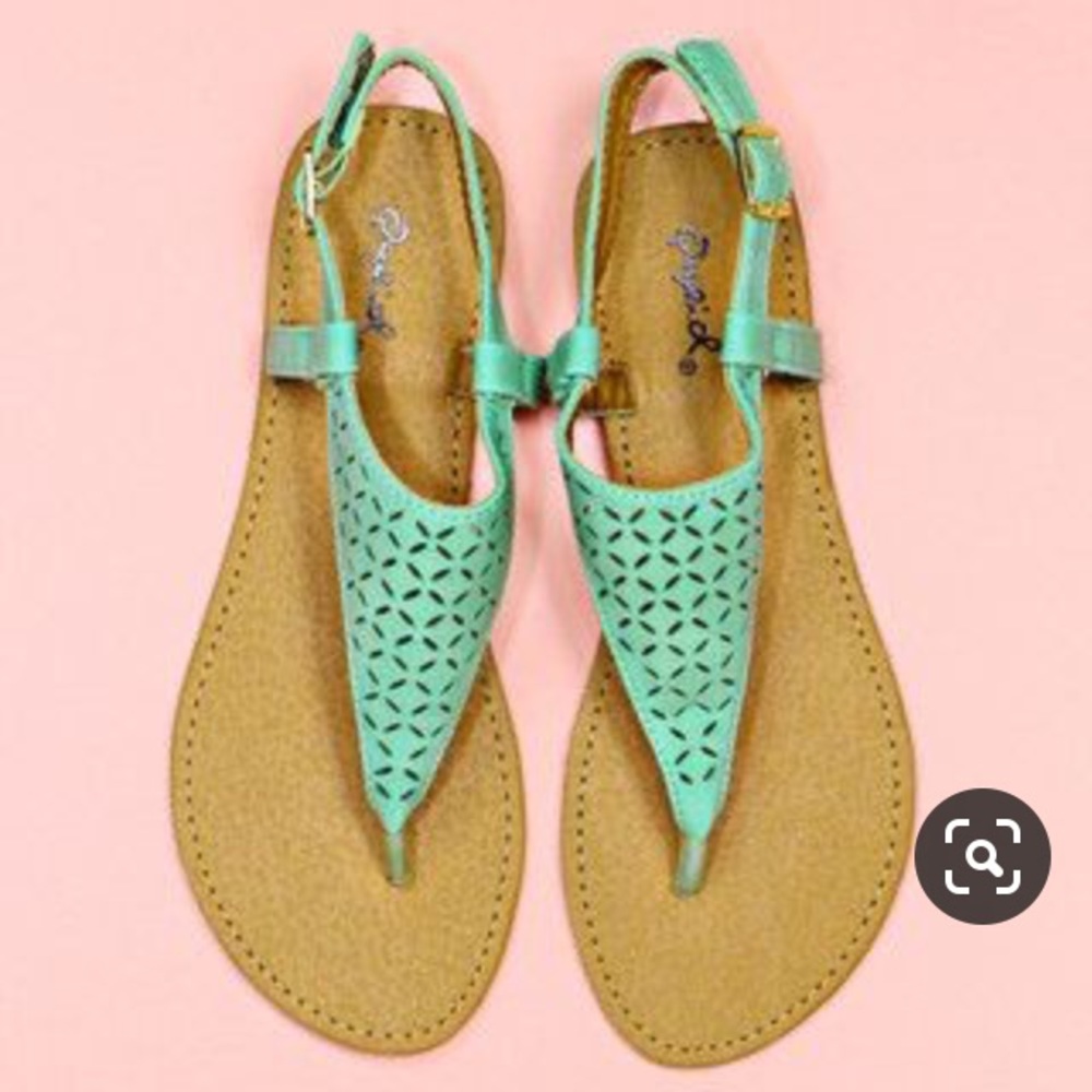 Qupid Athena-717 Sea Green/Mint Sandals